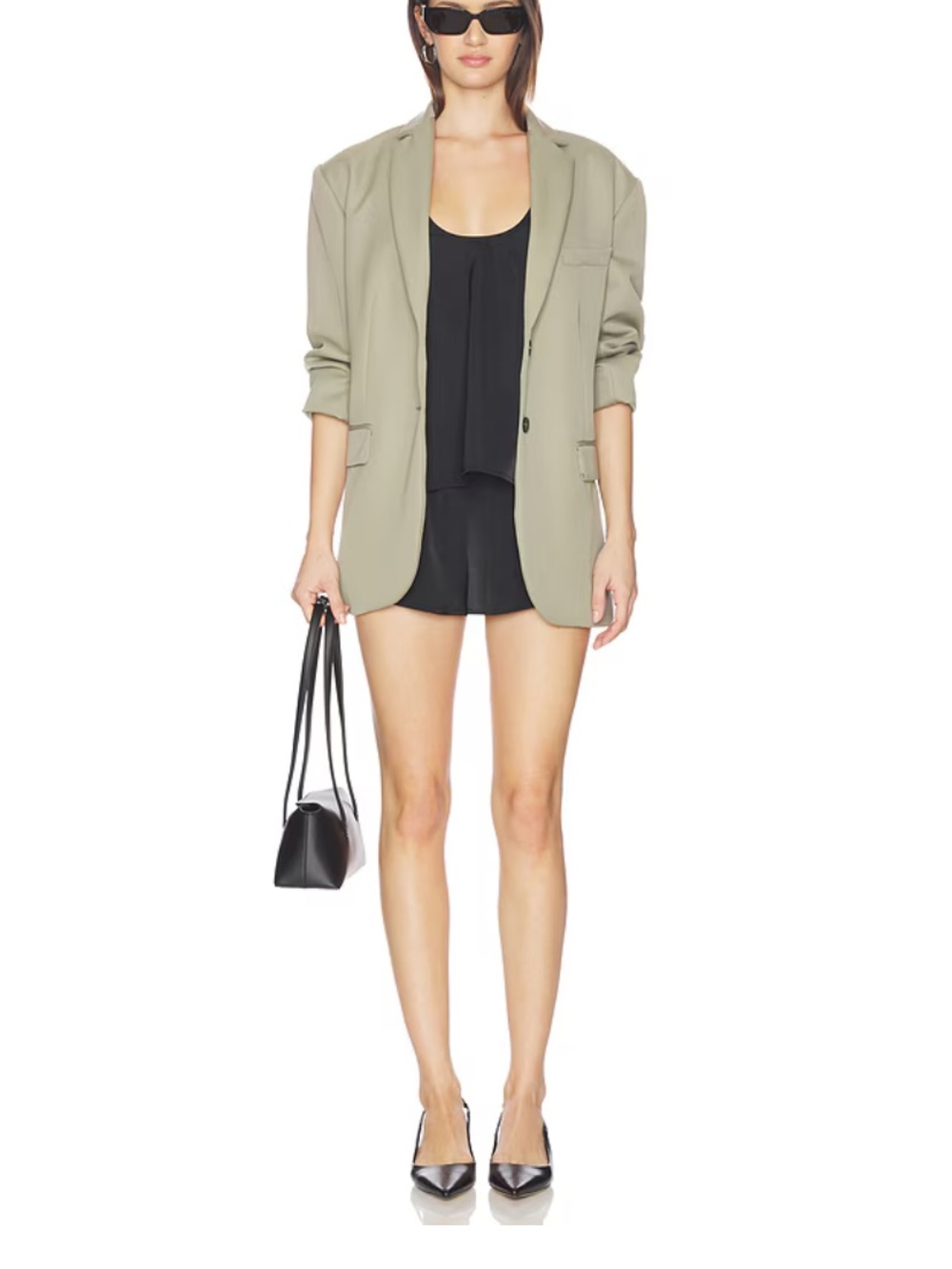 ANINE BING 100% Wool Quinn Blazer in Green Khaki